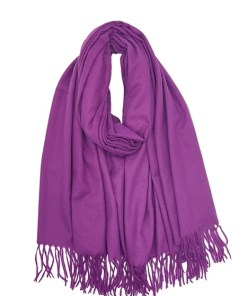 Sjaal met franjes, paars